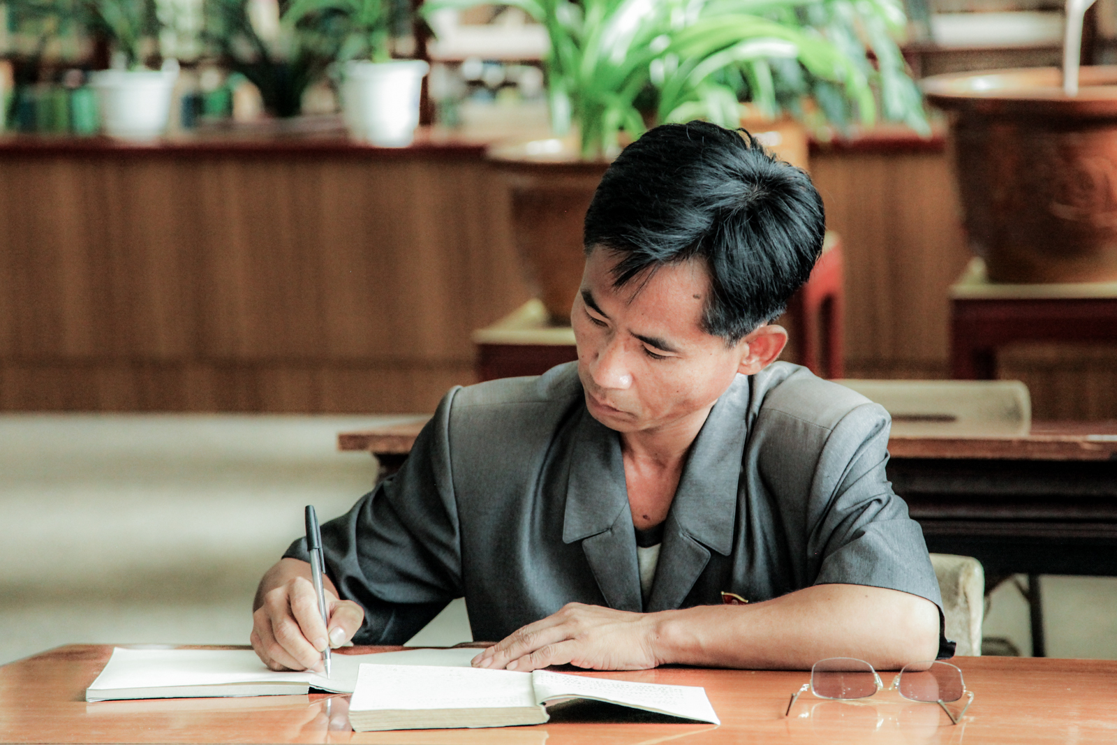 At the library, Pyongyang.