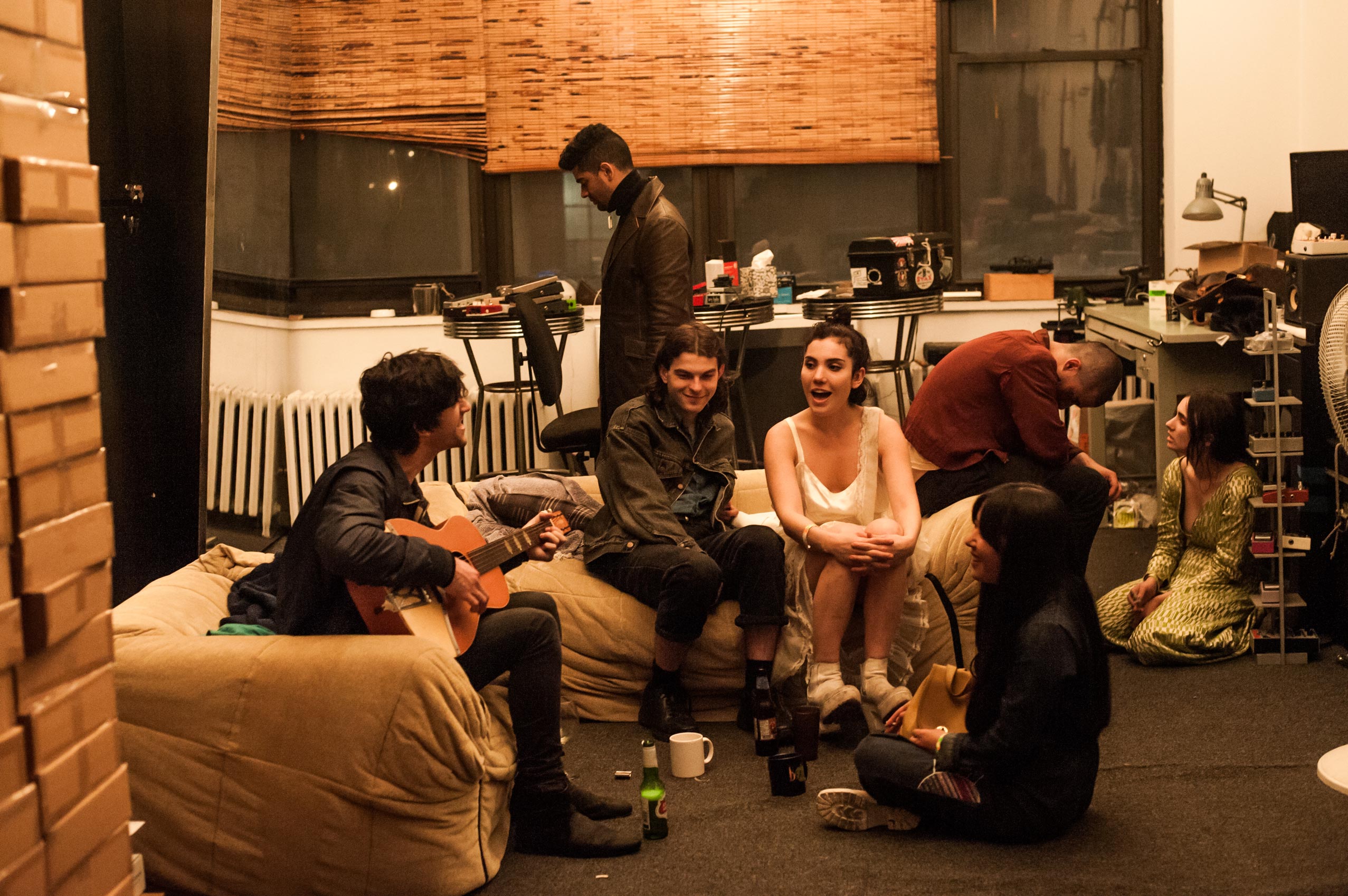 Friends of Fat White Family in Sean Lennon's living room.