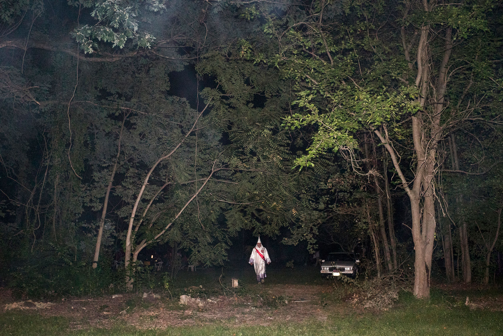 Maryland. 2015. The KKK had boasted that dozens from their Klan chapter would attend the rally and cross burning, but there were only a few people when we showed up, including a British TV crew and a freelance photographer.
