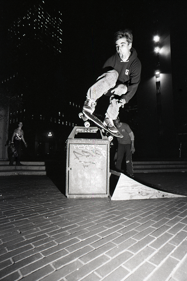 Greg Carroll at San Francisco's Embarcadero – ground zero for street skating – circa 1987. Photo by Gus Duarte.