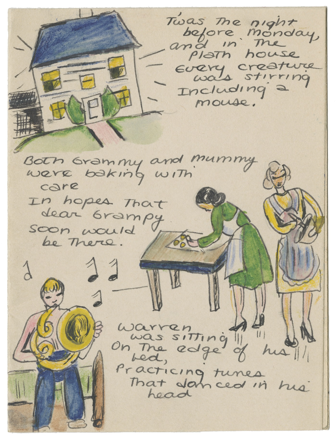 "Twas the Night Before Monday"by Sylvia Plath. Courtesy The Lilly Library, Indiana University, Bloomington, Indiana. © Estate of Sylvia Plath