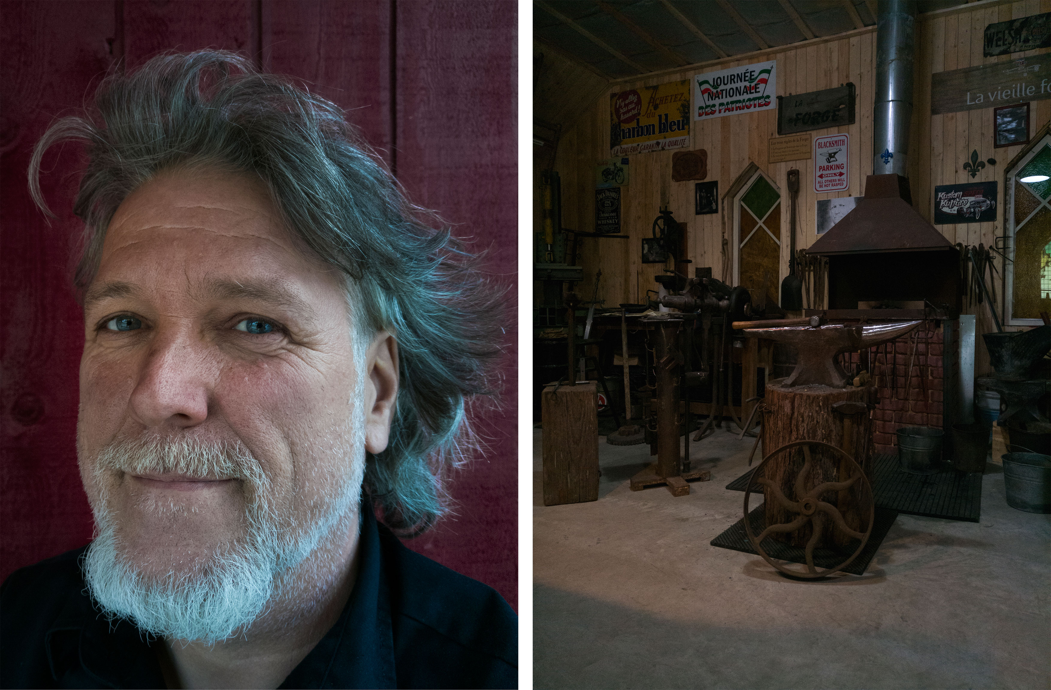 Sylvain Rondeau, a blacksmith, just moved to Inverness, attracted by the bronze foundry, the bucolic setting and the potential for community building.