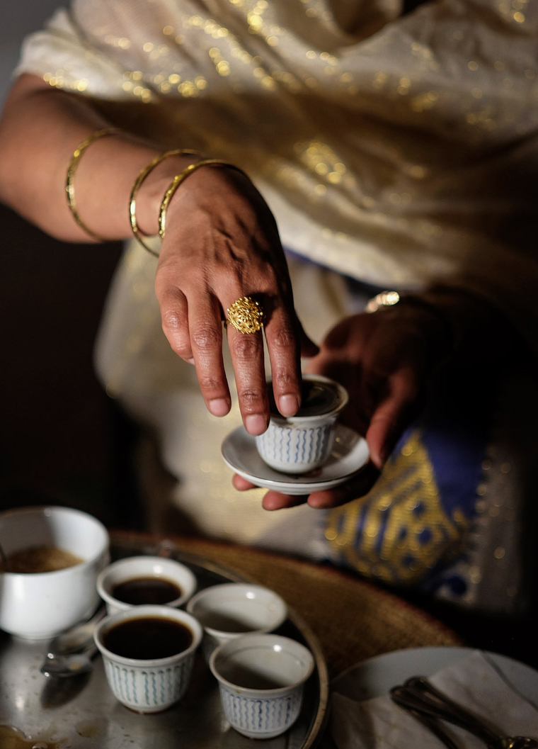 Ethiopian coffee ceremony.