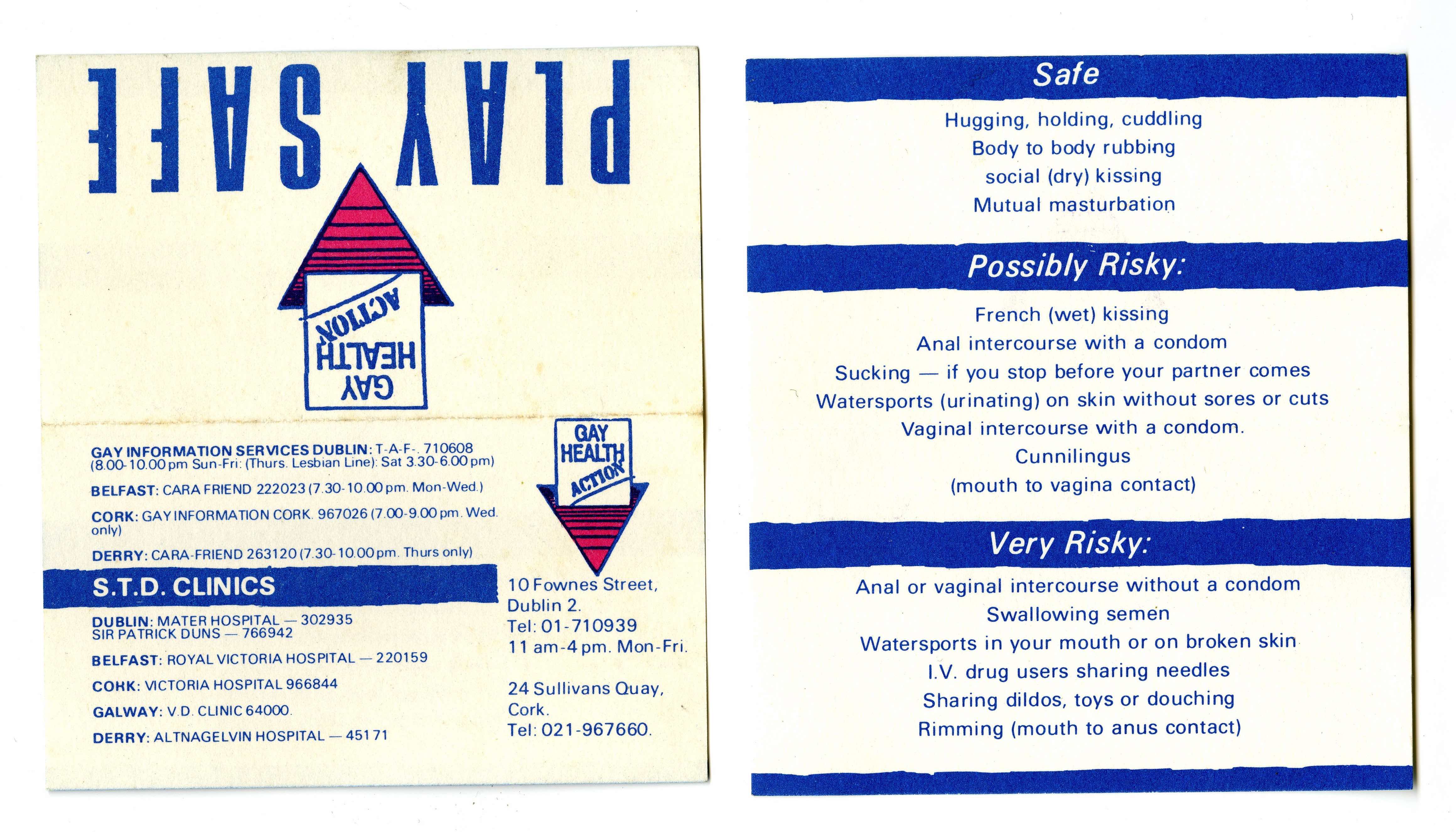 Play Safe cards. Courtesy Orla Egan, Cork LGBT Archive