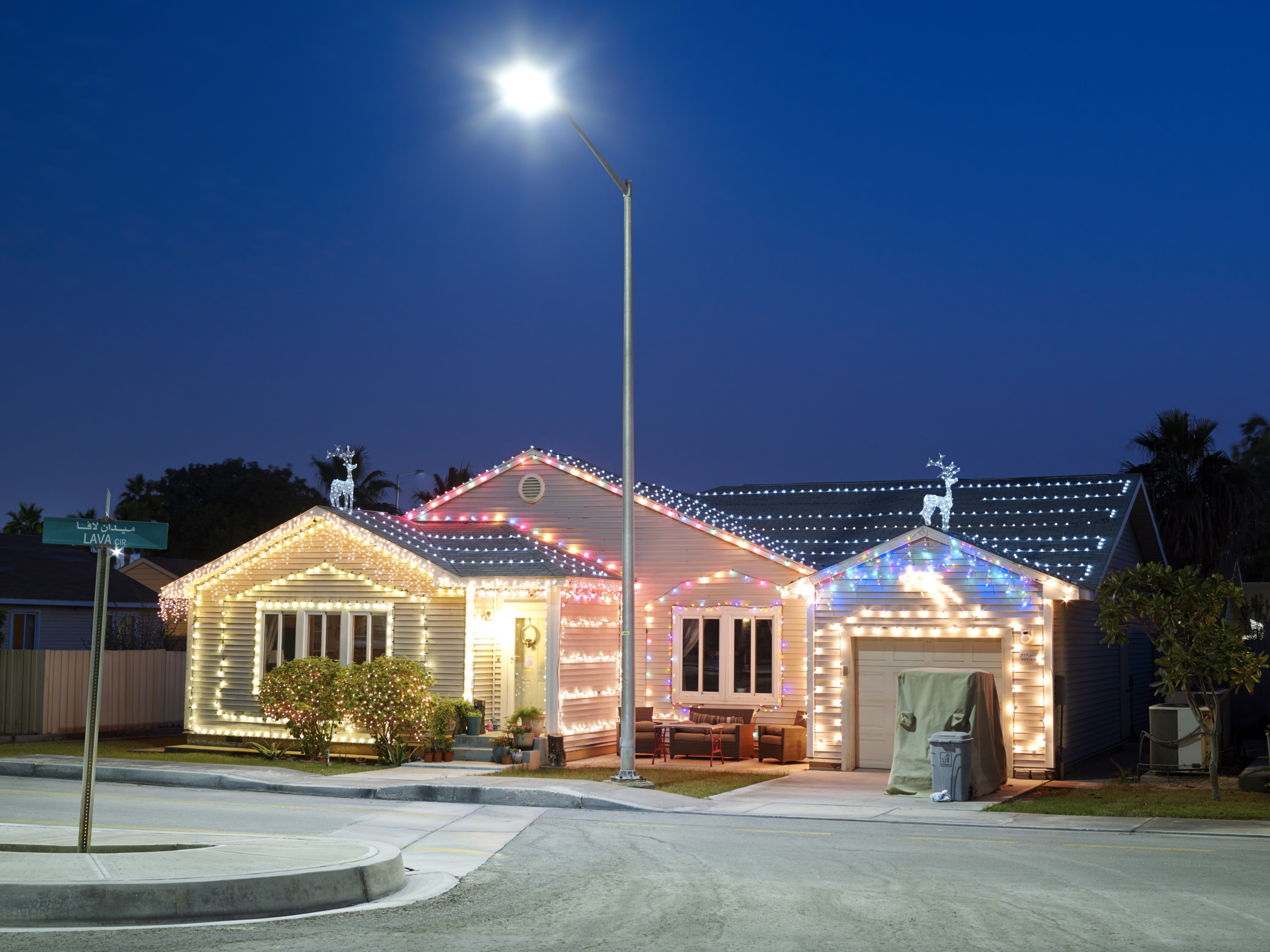 Christmas lights at Lava Circle.